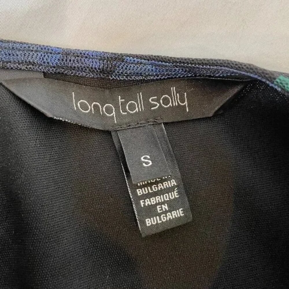 Long Tall Sally Sheer Floral Top Lined Side Ruching Long Sleeves Size S / M TALL - Picture 9 of 10